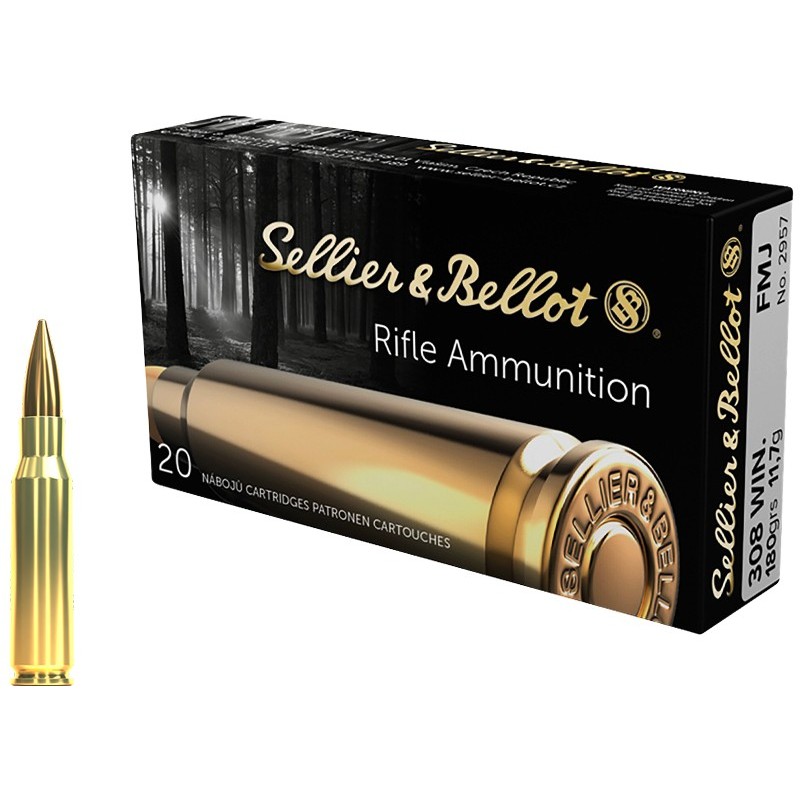 Munitions Sellier & Bellot Calibre 308 Winchester 180 grains par 20