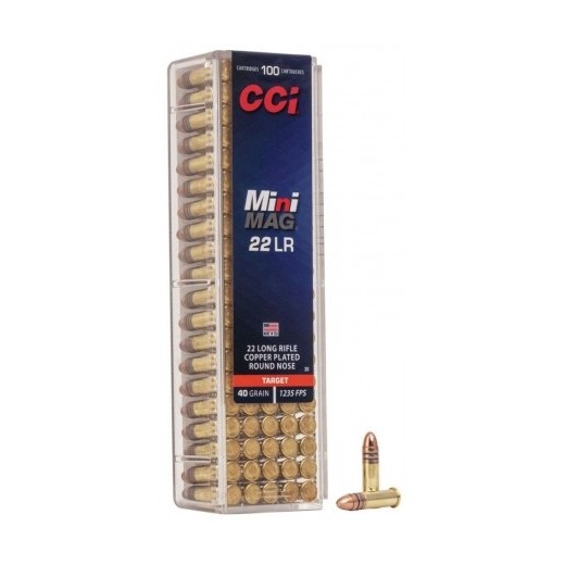 Boite de 100 Cartouches .22LR CCI MINI MAG CUIVREE RN 40gr