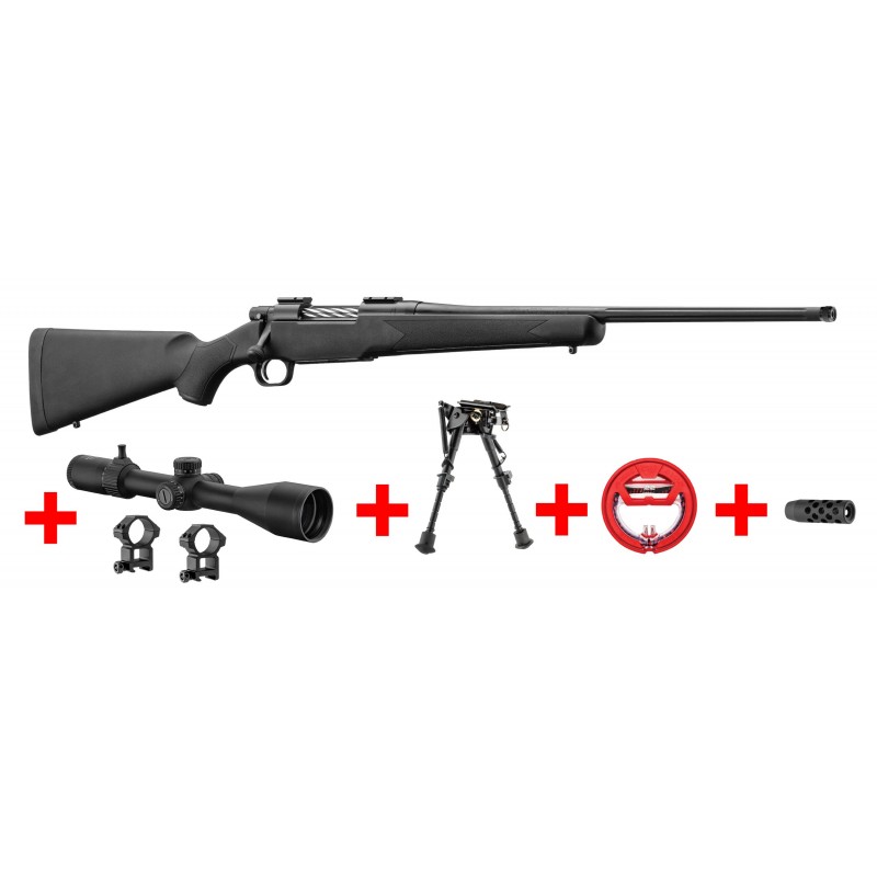 PACK TLD - Carabine MOSSBERG Patriot 308 Win + Lunette 6-24X50 + Bipied + cordon de nettoyage