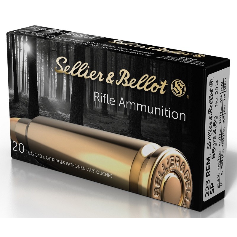 Munitions Sellier & Bellot 223 REM SP 55 grains par 20