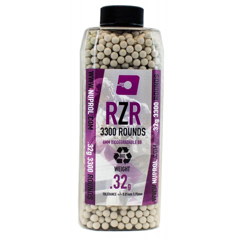 BILLES AIRSOFT 6MM RZR 0.32G BIO BOUTEILLE 3300 BBS