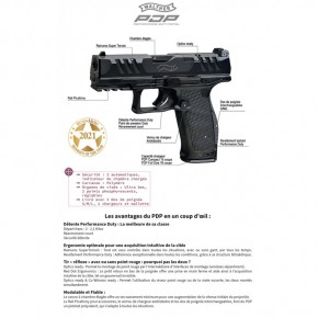 Pistolet PDP COMPACT WALTHER 4" CAL 9x19, 15 COUPS
