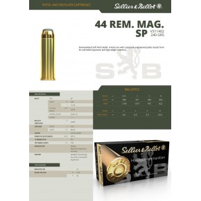 Munitions 44 Rem Mag Sellier&Bellot 240gr SP