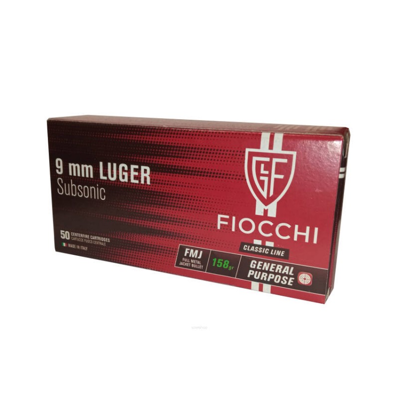 Munitions 9mm Subsonic Fiocchi  FMJ 158 gr