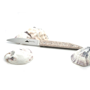 Couteau pliant manche en coquilles d'huîtres recyclées