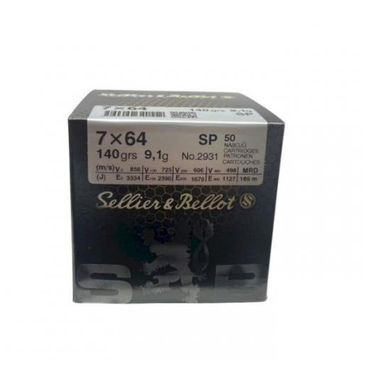 Munitions SELLIER & BELLOT SP cal.7x64 140gr 9.1g par 50